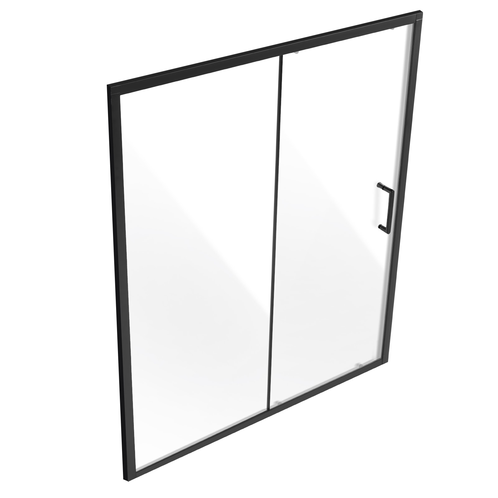 Semi-frameless Shower Door In Matte Black With Tempered Glass_voghion.com